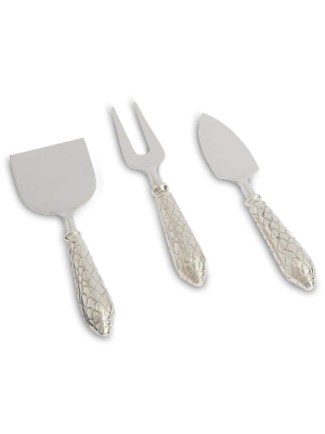 Julia Knight Florentine Cheese Serving Set In Silver