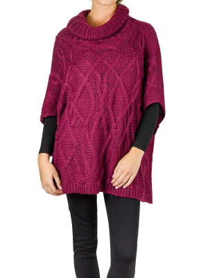 Adrienne Vittadini Large Cable Knit Cowl Neck Poncho