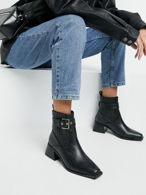 Raid Audree Square Toe Boots With Buckle In Black