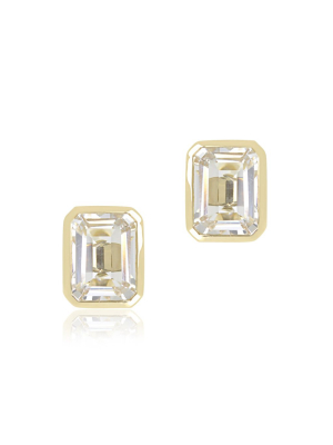 Emerald-cut White Topaz Stud Earrings