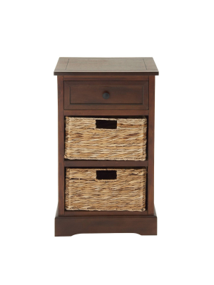 Wooden Side Chest With Wicker Drawers Brown - Olivia & May