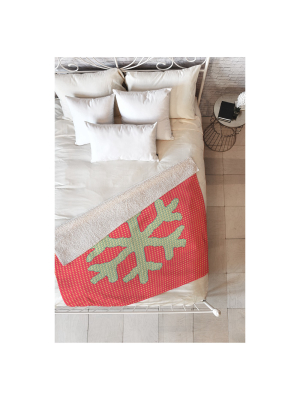 Red Nature Ingrid Padilla Snowflake Sherpa Throw Blanket (50"x60") - Deny Designs