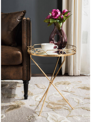 Cherris Round End Table - Gold / Mirror - Safavieh