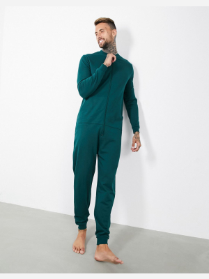 Asos Design Lounge Onesie In Green