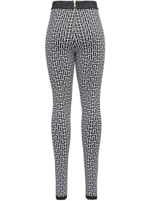 Balmain Monogram High-waisted Leggings