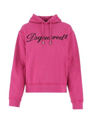 Dsquared2 Logo Flocked Drawstring Hoodie