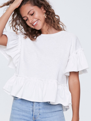 Flounce-trim Boxy Top