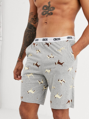 Asos Design Lounge Pyjama Shorts With Dog Print