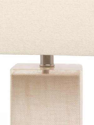 Fabre Floor Lamp Off White Burlap And Clear Resin