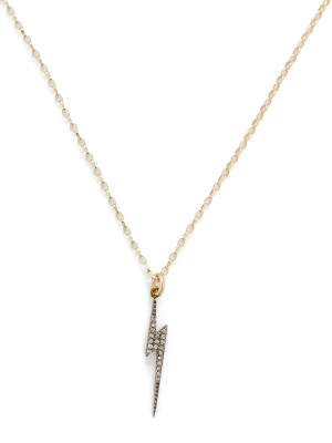 Pavé Diamond Lightning Bolt Pendant Necklace