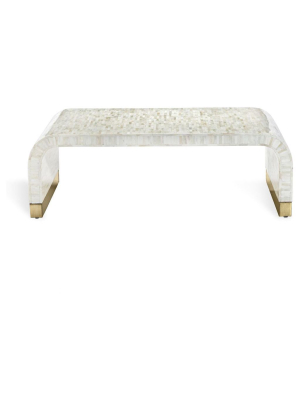 Interlude Home Beacon Cocktail Table - Natural Cream - Polished Brass