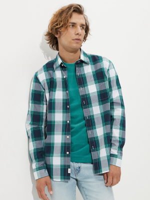 Ae Plaid Poplin Button-up Shirt