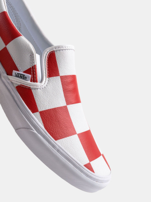 Classic Slip-on Leather Check, White / Red