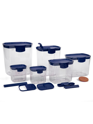 Progressive International Preworks Prokeeper 6 Piece Kitchen Baker Clear Storage Organization Container Set, Blue