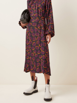 Printed Crepe Midi Dress