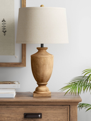 Large Wood Urn Assembled Table Lamp (includes Led Light Bulb) Brown - Threshold™