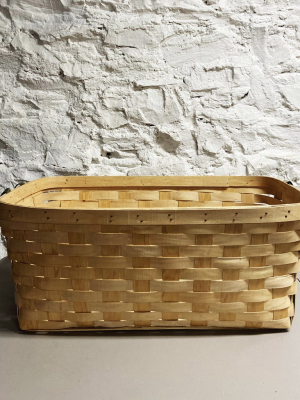 Pickup Only Natural Woven Basket - Green Handle Large Clothes Basket
