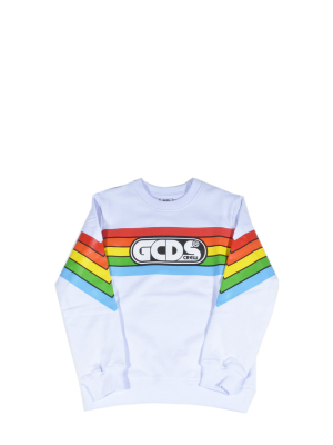 Gcds Kids Rainbow Stripe Logo Printed Sweatshirt