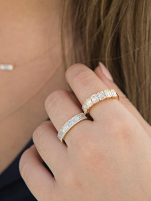 14kt White Gold Half Baguette Diamond Kate Band Ring