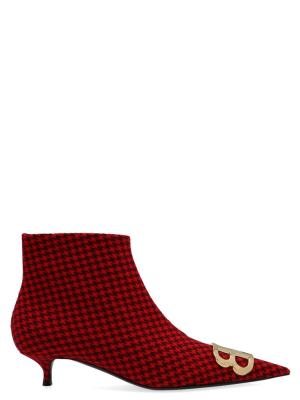 Balenciaga Bb Houndstooth Ankle Boots