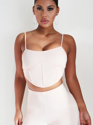 Pink Scuba Panel Boning Cropped Corset