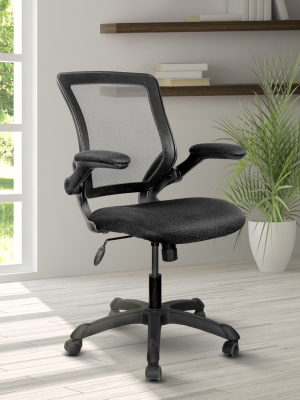 Mesh Task Office Chair With Flip Up Arms Black - Techni Mobili