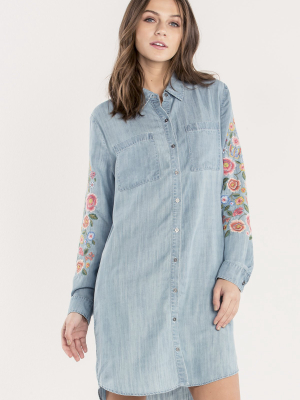 Floral Flourish Denim Dress