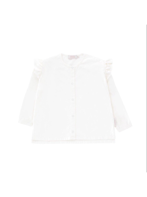 Tiny Cottons Solid Shoulder Frills Blouse - Off White