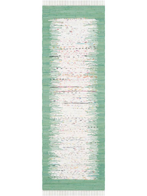 Montauk Border Ivory/sea Green Runner Rug