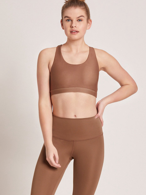 Crossed Medium Support Sports Bra - Nutmeg