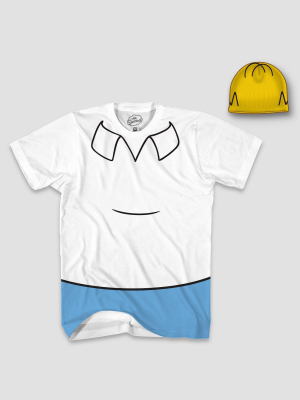 Men's Homer Simpson Halloween T-shirt And Hat Set - White