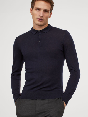 Muscle Fit Wool Polo Shirt