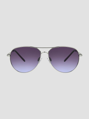 Women's Aviator Metal Shiny Sunglasses - A New Day™ Silver