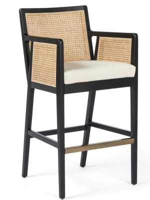 Antonia Cane Bar Stool, Brushed Ebony