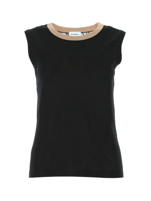 Salvatore Ferragamo Contrast Collar Sleeveless Jumper