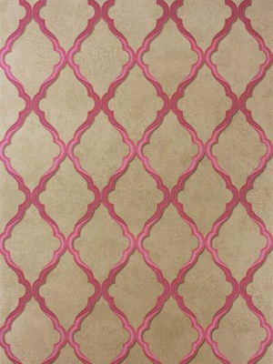 Jali Trellis Wallpaper In Pink And Gilver By Matthew Williamson For Osborne & Little