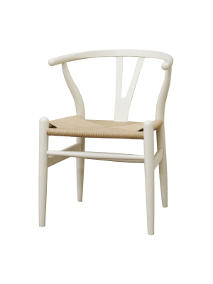 Wishbone Wood Y Chair Ivory Wood - Baxton Studio