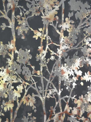 Shimmering Foliage Wallpaper In Black And Multi By Antonina Vella For York Wallcoverings