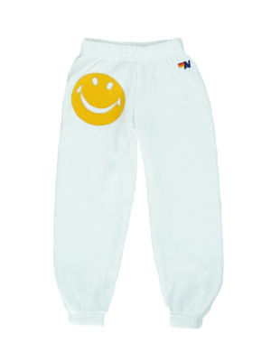 Kid's Smiley Sweatpants - White