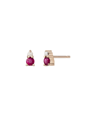 Ayda Studs | Rubies & White Diamonds