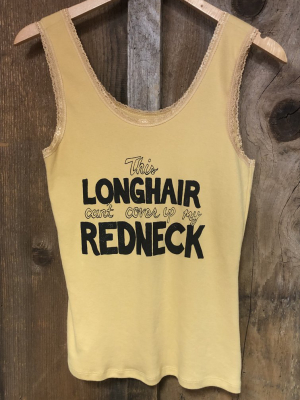 Long Hair Redneck Lace Tank Gold Dust/blk