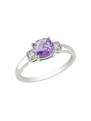 4/5 Ct. T.w. Amethyst And Diamond Accent Ring In Sterling Silver - Violet