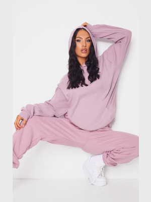 Dusty Lilac Rib Oversized Hoodie