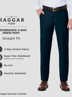 Haggar H26 Men's Performance 4 Way Stretch Straight Fit Trouser Pants