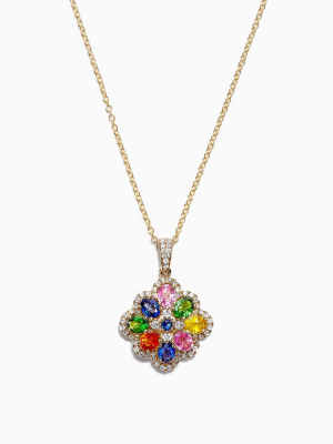 Effy Watercolors 14k Yellow Gold Multi Sapphire & Diamond Pendant, 1.85 Tcw