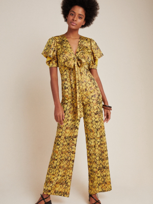 Saffron Snake-printed Jumpsuit