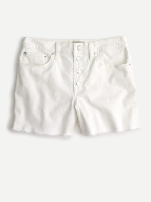 High-rise Denim Short In White With Button Fly
