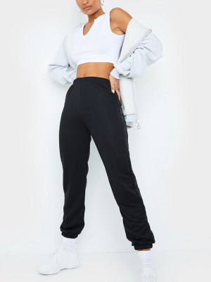 Black Basic Cuffed Hem Jogger