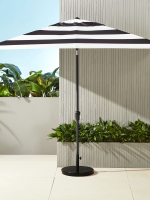 Shadow Rectangular Black And White Stripe Umbrella With Base