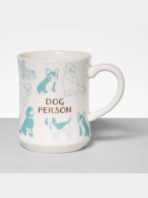 15oz Stoneware Dog Person Diner Mug White - Opalhouse™